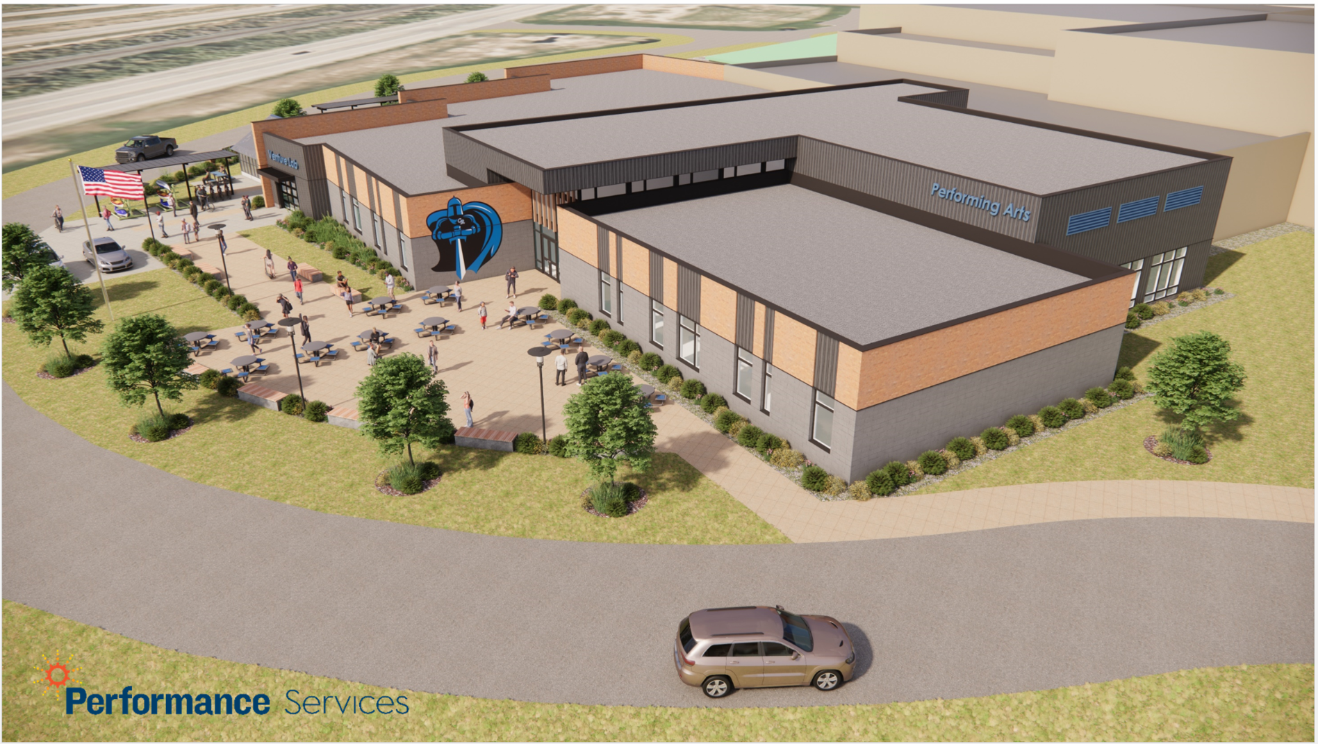 Conceptual exterior rendering of the proposed Coal Ridge High School addition