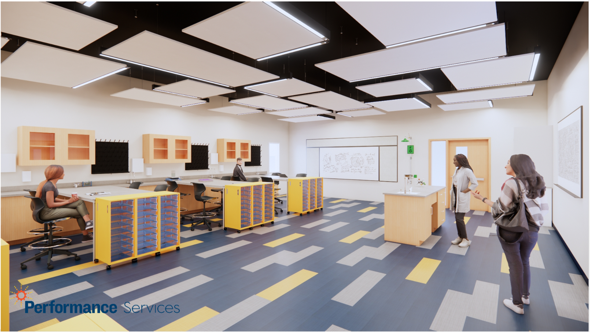 Conceptual interior rendering of the proposed Rifle High School STEM classroom renovation